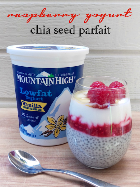 Raspberry Yogurt Chia Seed Parfait with Mountain High Yoghurt